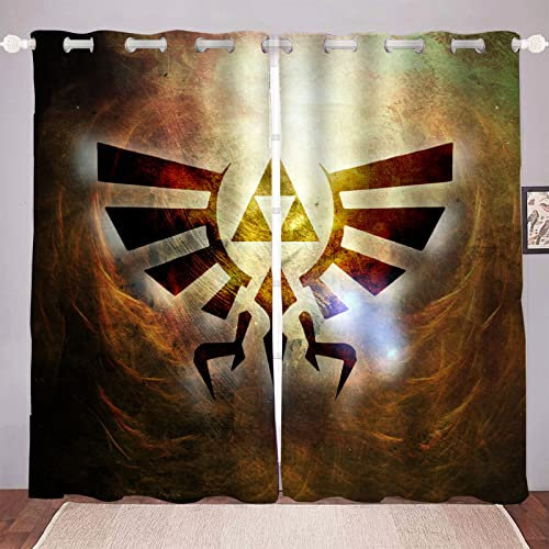 DDONVG Zelda Verdunkelungsvorhang Wasserdichter Stoff Gardinen Für Kinderzimmer,Ösen Oben Für Gardinen, 3D-Digitaldruck 100% Polyester (12,280x180cm(BxH)/ 140x180cmx2)