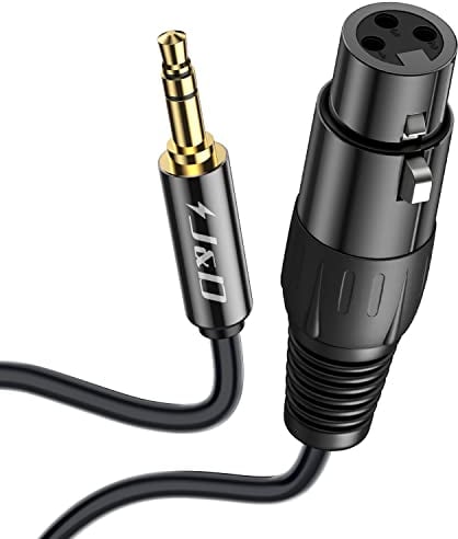 J&D XLR to 3.5 mm Microphone Cable, Unbalanced XLR to 3.5mm (1/8 inch) Stereo Microphone Cable Jack Male to Female Stereo Cable for DSLR, Camera, Camcorders, Computer Recording Device, 4.5 Meter