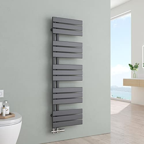 S'AFIELINA Badheizkörper Paneel Heizkörper Bad 1320x400mm Handtuchheizkörper Seitenanschlusss 598 Watt Handtuchtrockner mit Anschluss Links oder Rechts (Anthrazit)