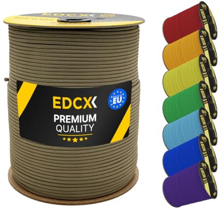 EdcX 4 mm Nylon Paracord 550 300 m (1000 pies) - Tipo III, Cuerda 100% Nylon, Cuerda de 7 hebras, Cuerda de Nylon de 4 mm en Colores sólidos (Coyote Brown, 300 m)