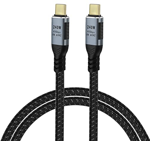 GELRHONR Câble de charge USB C vers USB C 240W, câble USB 4 Type C pour vidéo Thunderbolt 3 40Gbps 8K@60Hz 4K@120Hz, compatible avec tablette, ordinateur portable, VR, Hub, SSD, Docking (1M)