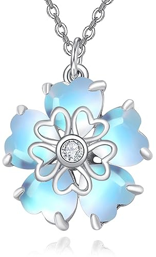 TANGPOET Chakra/Lotus/Gänseblümchen/Kleeblatt/Rose Halskette für Damen 925 Sterling Silber Zierlicher Blumenschmuck Geburtstagsgeschenke für Sie