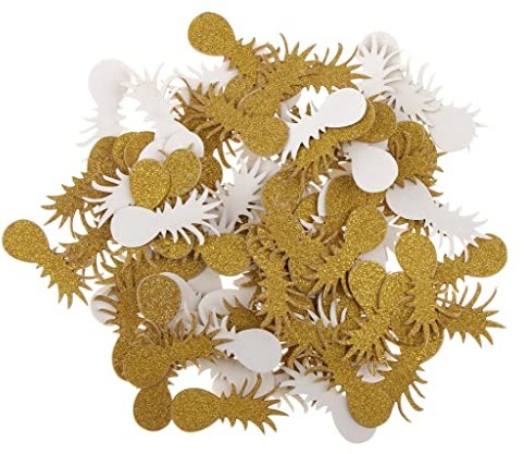 DingMall Glitzer-Ananas-Tischkonfetti für tropische Luau-Strand-Party-Dekoration – Goldfarbene, hochwertige Glitzer-Konfetti-Streuseln aus Papier für verschiedene Anlässe