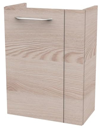 FACKELMANN B.CLEVER Waschbeckenunterschrank schmal – Unterschrank für Waschtisch im Gäste-WC (44 cm x 60 cm x 24,3 cm) – Türanschlag Links – SBC Badezimmerschrank hängend in Braun hell