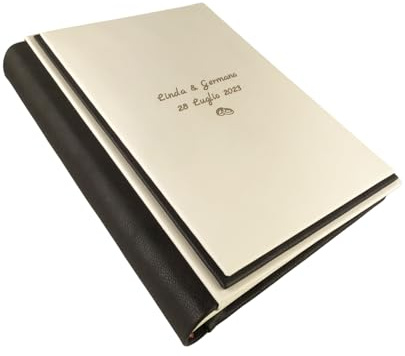 Fotoalbum - Eclissi Soft - handgefertigte Herstellung aus Kunstleder, personalisierbar mit Gravur. Ideal für Hochzeiten, Jubiläen und alle Veranstaltungen (Creme/T.Moro)