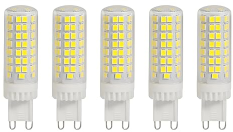 HUAMu G9 Led Kaltweiß Lampe 10W, 3000K 95LEDs, 1000Lumen Leuchtmittel, AC220-240V, Traditionelles 100W Halogenlampe Aquivalent, 360°Abstrahlwnkel, Nicht Dimmbar, 5er