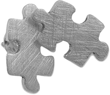 Jigsaw Puzzle Piece Solid 925 Brushed Sterling Silver Earrings Jewellery
