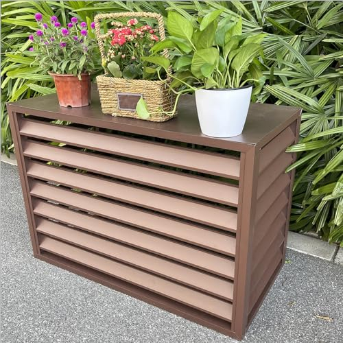 Morlinca Cache Climatiseur Exterieur Cache Clim Aluminium Caché Résistant Aux Intempéries Écran Décoratif Barrière D'intimité Convient pour L'intérieur Et L'extérieur,Brown stylea,1.5P