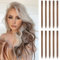 FESHFEN Extension de Cheveux Colorés, Couleur Extensions de Cheveux 10 PCS Naturel Synthétique Brun Clair Postiche Cheveux Long Raides Extensions de Cheveux pour Femmes 55 cm