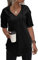 Cuptacc Felpa da Donna con Cappuccio a Manica Corta Scollo a V in Tinta Unita con Coulisse Nero M 38-40