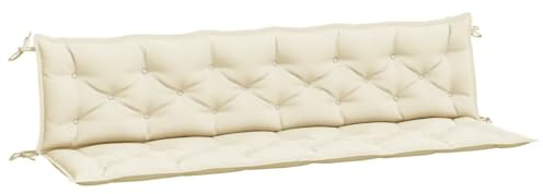 vidaXL Lot de 2 Coussins de Banc de Jardin, Revêtement de Banc avec Jeux de Cordes, Coussin d'Extérieur Imperméable, Blanc Crème Tissu Oxford