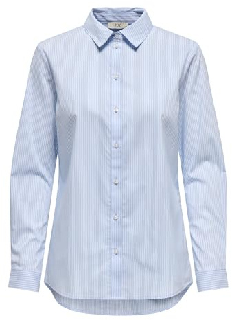 JDY Damen Basic Hemd Bluse Langarm Business Tunika Shirt Classic Regular Fit Stretch Oberteil JDYMIO, Farben:Hellblau, Größe:38