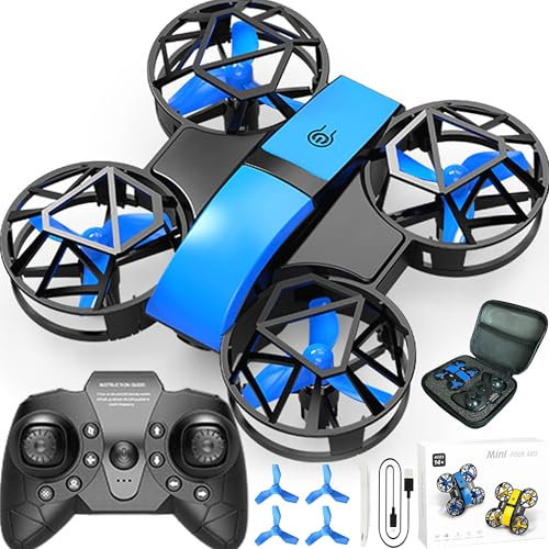 XUBX Kinder Mini-Drohne (für Anfänger und Erwachsene), Indoor Outdoor RC Spielzeug Quadcopter (für Jungen und Mädchen) Schwerkraftsteuerung, Ein-Knopf-Start, Bestes Geschenk für Kleinkinder,(Blau)