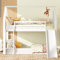MSMOK Kinderbett Einzelbett Hausbett Etagenbett mit Rutsche und Leiter (Weiß, 90 * 200cm)