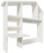 Merax Bücherregal aus Holz für das Bett, Holzregal mit Ablage und Stauraum, mit hydraulisch klappbarem Nachttischregal und Kippschutzfunktion, Multifunktionalregal für Kinderbett Jugendbett, Weiß