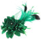 PATIKIL Pince à cheveux florale, 1 pièce Élégante broche à fleur en plume de chapeau en soie pour mariage, accessoires de broches Camélia Charm Lady Dress Suit, vert avec plumes noires