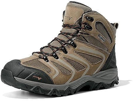 NORTIV 8 Men's Ankle High Waterproof Boots Hiking Boots Men Walking Boots Mens Backpacking Trekking&Hiking Footwear,Size 7.5,Brown,160448_M-L