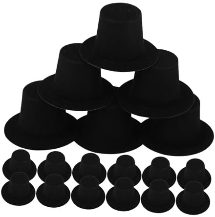 KOMBIUDA 20st Schneemann-Hut Flacher Filzhut Schneemannmütze Zum Basteln Mini-Zylinder Kleine Schneemannmützen Zum Basteln Mini-schneemannmütze Schneemann-schmuckmütze Zauberhut Stoff Black