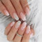 24PCS Short French Press on Nails – Silver Glitter Ballerina Style Gradient Pink & White Acrylic Fake Nails with Glue, Multiple Sizes, Shiny Stick-On Nails for Women, Cute & Elegant DIY Manicure