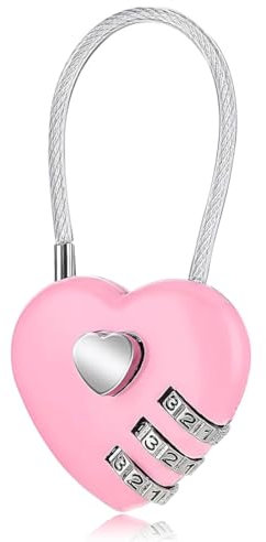 lucchetto armadietto lucchetto combinazione lucchetto armadietto palestra lucchetto armadietto combinazione,1 Pezzi Lucchetto Combinazione a 3 Cifre Lungo,Lucchetto a cuore(Rosa)