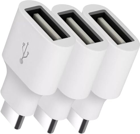pluX USB C to USB Adapter 3Pack,Type C Male to USB A 3.0 Female Connector,Thunderbolt 4 OTG Converter for iPhone 16 15 Max,Mac Pro,iPad 10 Air 5 Mini Gen,Surface Go,Galaxy S22 S23 S24,Tab S9 S8