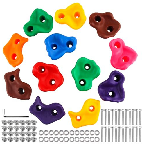 Yanghad Presas de Escalada para niños, 12pcs Escalada de Roca para niños, Soportes de Escalada, Material de Fijación Incluido, Fácil de Instalar y Usar