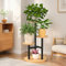 KELHOMECL Plant Stand Indoor - 4 Tier Corner Plant Shelf for Multiple Plants, Metal Wood Flower Pot Stand for Living Room Bedroom Patio Garden Balcony (Round, Walnut)