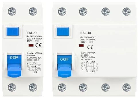 Interruptor diferencial de seguridad electromagnético de tipo AC 2P 4P 10/30/100/300mA (30 mA,4P 16 A)