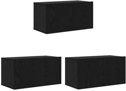 vidaXL TV-Schränk 3 pcs Schwarz 60 x 30 x 30 cm Holzwerkstoff, Stylischer Wohnzimmerschrank, moderner TV-Ständer für Stauraum und Unterhaltung, rechteckiges Mediamöbel.