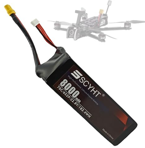 SSCYHT 70C Lipo-Akkus 22,8 V Lithium-Ionen-Akku 6S 8000 mAh Lithium-Ersatzakku für Drohnen mit 50-W- bis 180-W-Motoren,22.8v8000mah 1pack