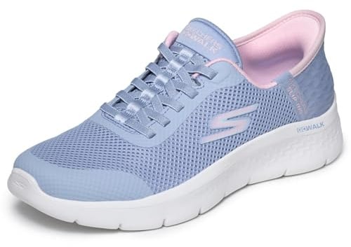 Skechers Damen Go Walk Flex Grand Entry Turnschuhe, Periwinkle Textile/Pink Trim, 40.5 EU