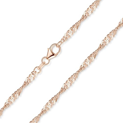 MATERIA Halskette rosegold 925 Silber - Damen Singapurkette rosé vergoldet 3mm K11-50cm
