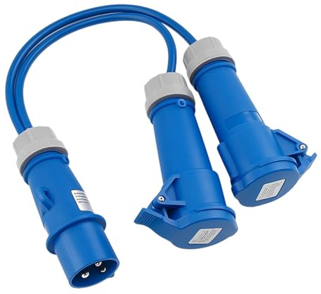 16 Amp Splitter Electric Cable Caravan Motorhome 2 Way Hook Up Cable Splitter 16 A to 2 x16 A Adaptor Male to Female for Camping Caravans Motorhomes Catering Trailers and Generators (3 Pin Plug)