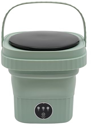 Mini machine à laver pliable 6 l - Portable - Avec fonction essoreuse et lumière bleue - Silencieuse - 36 dB - Pour le camping, les sous-vêtements, le linge de bébé, les voyages, la maison - Vert