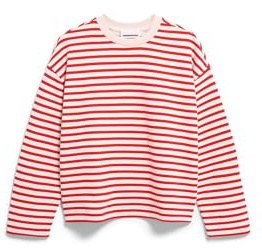 ARMEDANGELS Damen Sweatshirt aus Bio-Baumwolle FRANKAA MAARLEN Stripe Oversized Fit Undyed-Mars Red XXL