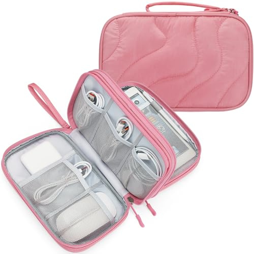 Skycase Kabeltasche,Doppelte Kabel Organizer Tasche Elektronikzubehör Tragbare Kabelorganizer Tasche,Travel Essentials Tech Pouch Bag für Elektronische Accessoires Kabeltaschen (Rosa)