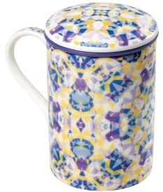 TEA SHOP - Taza de Té o Infusiones con filtro, infusor y tapa - Taza Classic Orbital - Fabricada en Porcelana