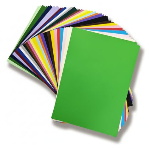 ALULU 50 Blatt A4 Tonpapier 250 g/m² in 25 Farben | dicker Bastelkarton, ideal für Scrapbooking, Karten, Einladungen & Malen