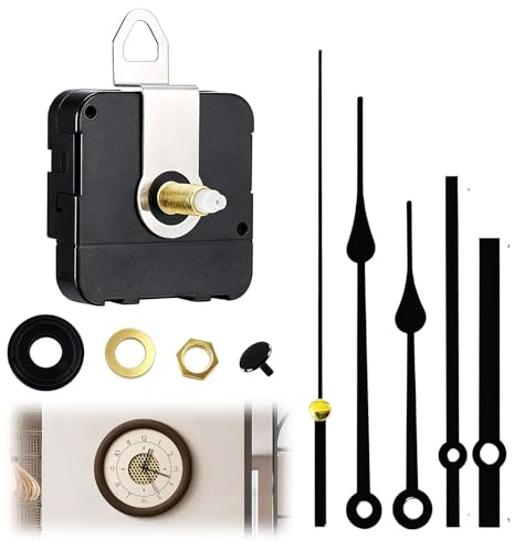 Uhrwerk für Wanduhr Lautlos,Uhrwerke zum Selbsteinbau mit Zeiger,Geräuschloses Uhrwerk DIY Uhr Ersatzteile mit Metallzeiger,Quarzuhrwerk Reparaturset,Ideal als Ersatz Uhrwerke oder Reparatur-Set (B)