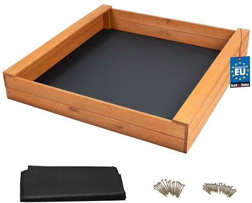 KOTARBAU® Sandkasten mit Sitzbank, 100 x 100 cm, Sandkiste aus Holz,