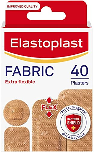 Elastoplast Extra Flexible Fabric Plaster Strips (10 x 40 pieces), Extra Flexible, Breathable, Large Plasters