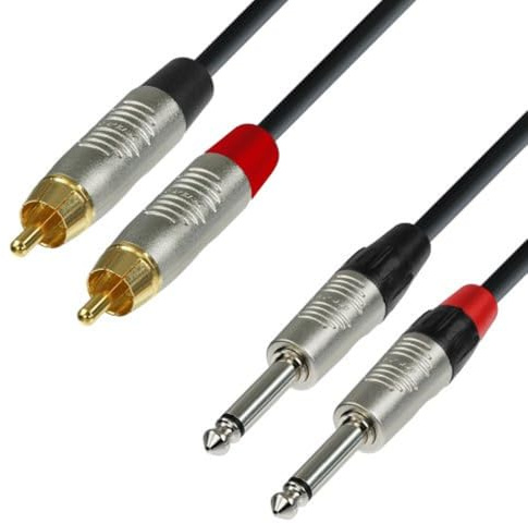 Adam Hall Cables 4 STAR TPC 0300 Twin-Kabel REAN 2 x Klinke TS auf 2 x Cinch | 3 m