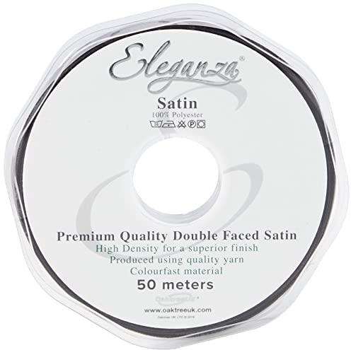 ELEGANZA Double Faced Satin 3mm x 50m Black No.20, 3 mm x 5 0m