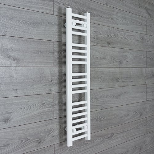 companyblue 200mm wide x 1000mm high Heated Towel Rail Straight Flat White Bathroom Warmer Radiator Rack Central Heating
