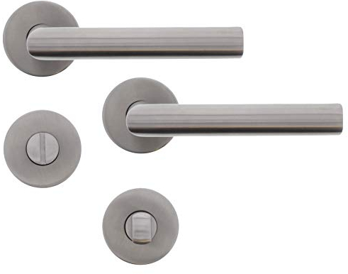 ToniTec Türbeschlag WC Bad Drückergarnitur Martina L-Form Edelstahl