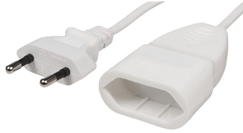MC Power - Netzkabel Verlängerungskabel 5 Meter | Steckdosenverlängerung Eurostecker - Euro-Kupplung Typ-C Stromkabel-Verlängerung für Haushaltsgeräte, Elektrogeräte weiß