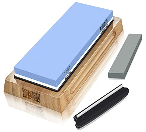 HOSHANHO Sharpening Stone 1000/6000 Grit Whetstone 2 Side Japanese Knife Sharpener with Non-Slip Rubber Base Angle Guide Waterstone Wet Stone