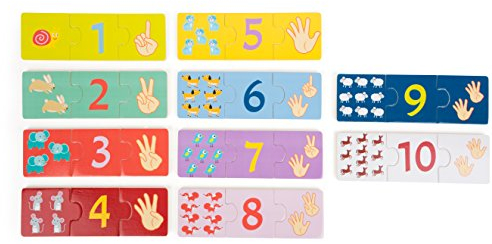 small foot Lernpuzzle aus Holz, Zahlenpuzzle, zuordnen von Zahlen zu den bunten Motiven, ab 3 Jahren, 10679