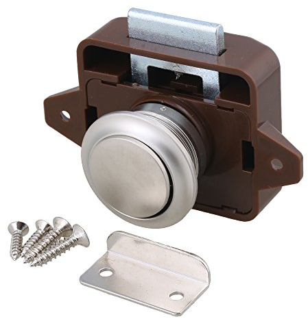BQLZR Verriegelung mit Knopf für Wohnwagen/-mobil, Boot, Schrank, Tür, 26-mm-Öffnungsloch, schlüssellos verwendbar, Öffnen und Verriegeln durch Drücken, M4171106008