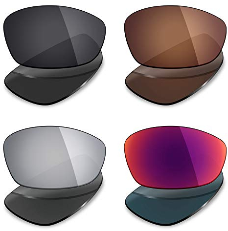 Mryok 4 Pair Polarized Replacement Lenses for Oakley Blender Sunglass - Stealth Black/Bronze Brown/Silver Titanium/Midnight Sun